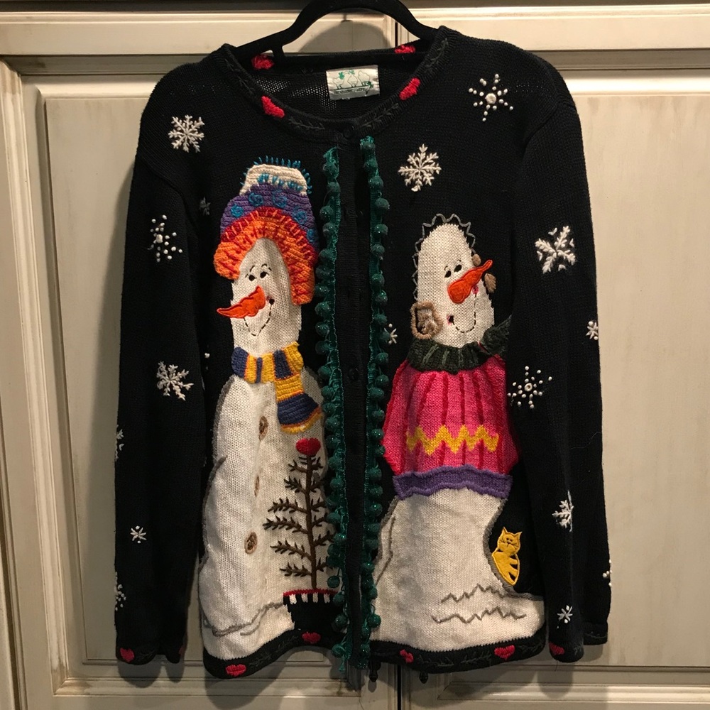 Ugly retro Christmas Cardigan sweater large L XL